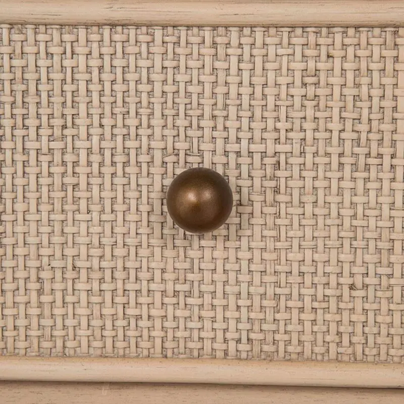 Open Box Gabby Elsa Natural Wood Glass Door Woven Rattan Drawer China Cabinet - Image 7