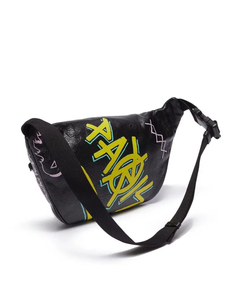 Balenciaga Men's Black 'explorer Graffiti' Print Leather Bum Bag - Image 3