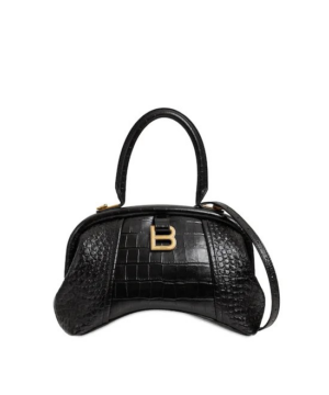 Balenciaga Small Editor Embossed Leather Bag In Black-20243119