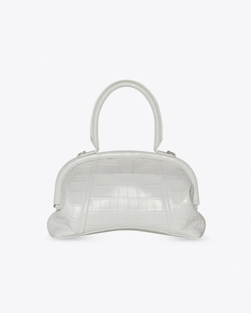 Balenciaga Small Editor Embossed Leather Bag In White - Image 3