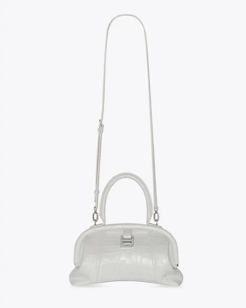 Balenciaga Small Editor Embossed Leather Bag In White - Image 4