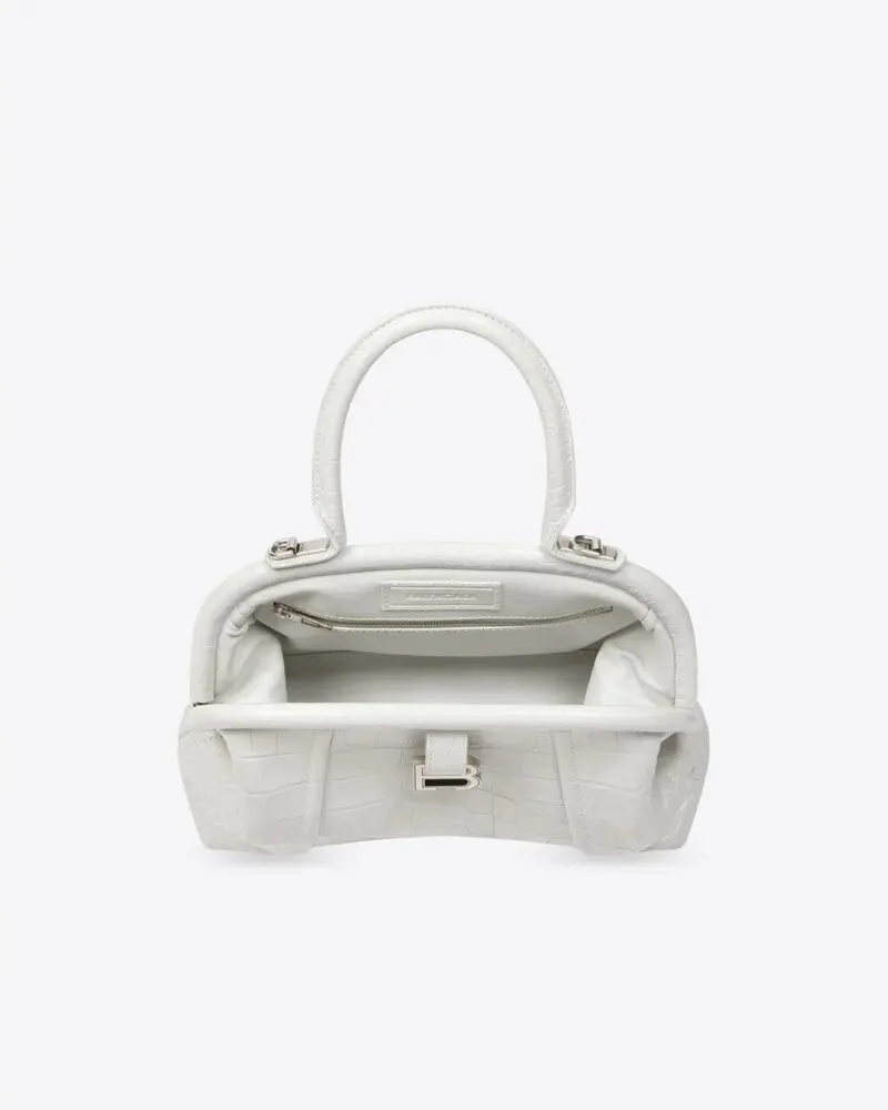 Balenciaga Small Editor Embossed Leather Bag In White - Image 5