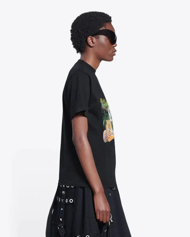 Balenciaga Spring 22 Tiger Small Fit Tee Black - Image 3