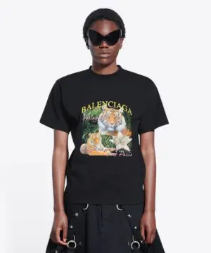 Balenciaga Spring 22 Tiger Small Fit Tee Black-20241711
