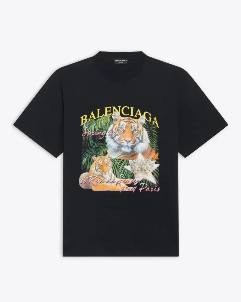 Balenciaga Spring 22 Tiger Small Fit Tee Black - Image 5
