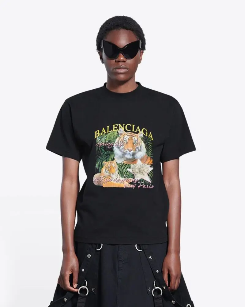 Balenciaga Spring 22 Tiger Small Fit Tee Black-20241711