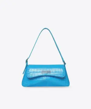 Balenciaga XX Small Flap Bag Crocodile Embossed in Blue-20240981