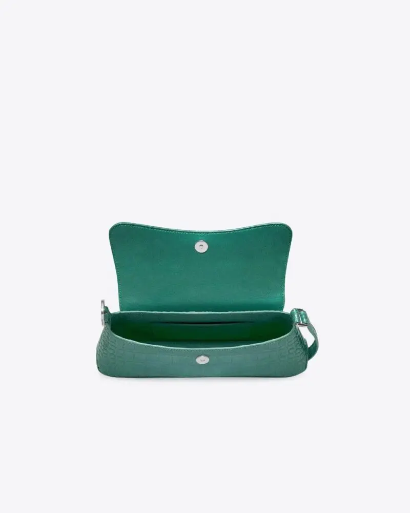 Balenciaga XX Small Flap Bag Crocodile Embossed in Green - Image 4