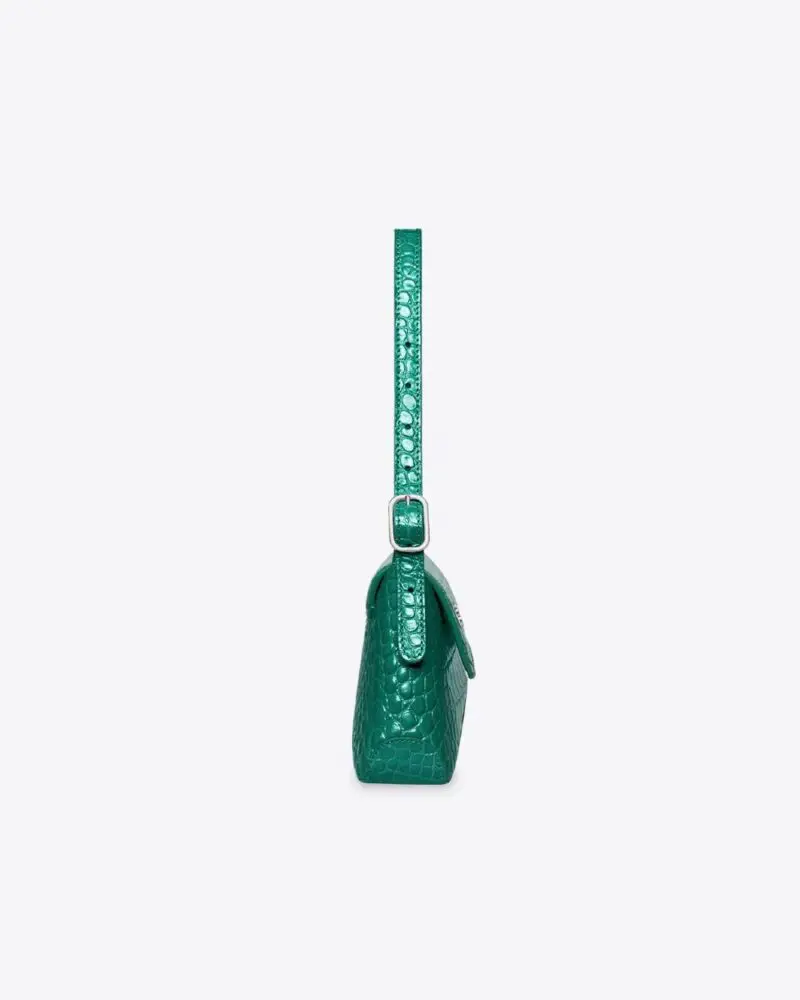 Balenciaga XX Small Flap Bag Crocodile Embossed in Green - Image 5