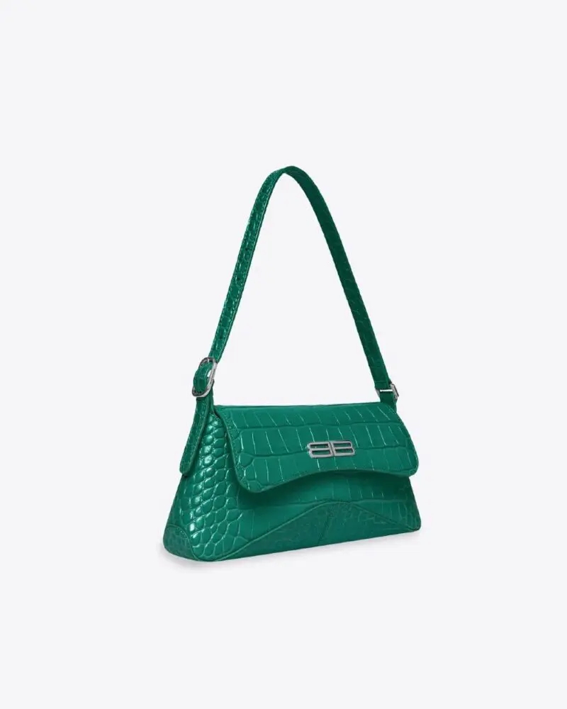 Balenciaga XX Small Flap Bag Crocodile Embossed in Green - Image 6