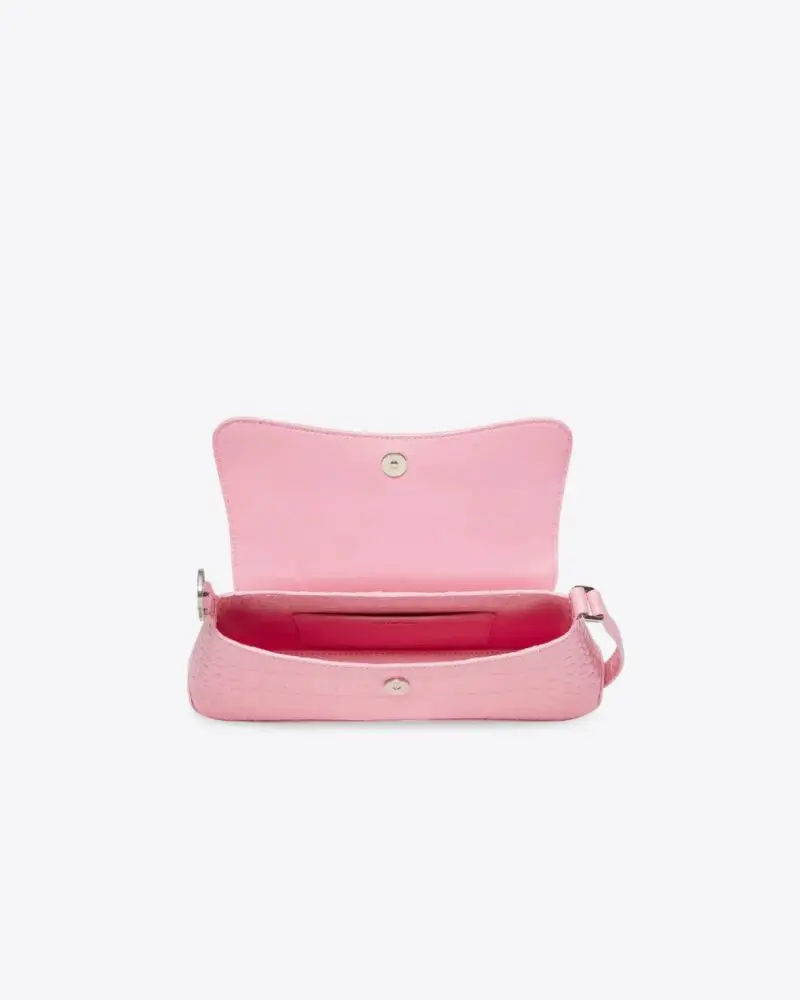Balenciaga XX Small Flap Bag Crocodile Embossed in Pink - Image 4
