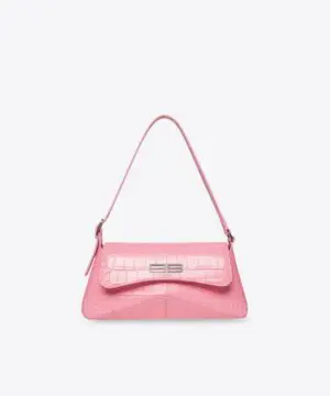Balenciaga XX Small Flap Bag Crocodile Embossed in Pink-20240989