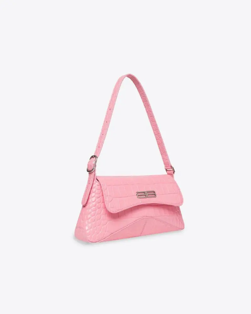 Balenciaga XX Small Flap Bag Crocodile Embossed in Pink - Image 5