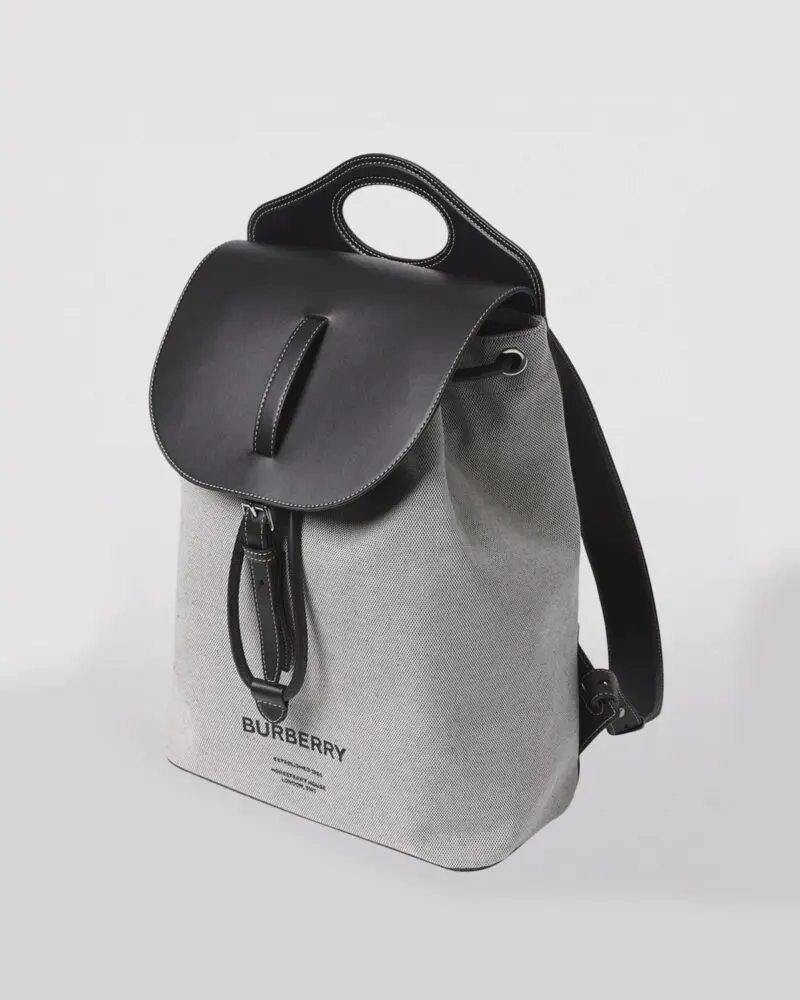Burberry Horseferry Print Canvas and Leather Pocket Backpack - Image 2