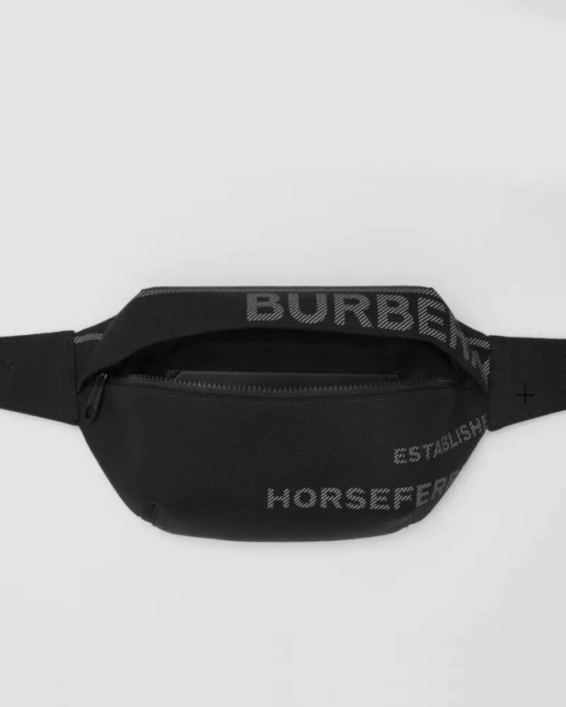 Burberry Horseferry Print Nylon Canvas Sonny Bum Bag In Black - Image 9