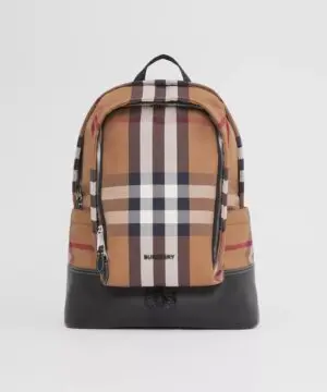 Burberry Large Check Cotton Canvas and Leather Backpack-20241422