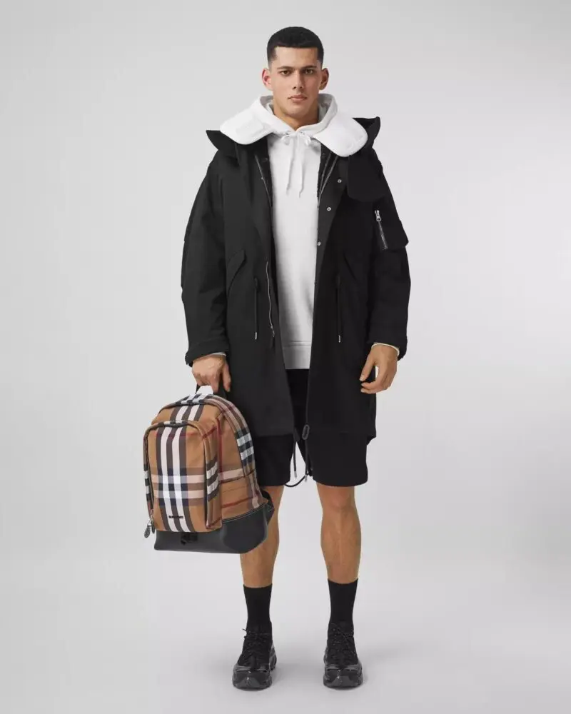 Burberry Large Check Cotton Canvas and Leather Backpack - Image 5
