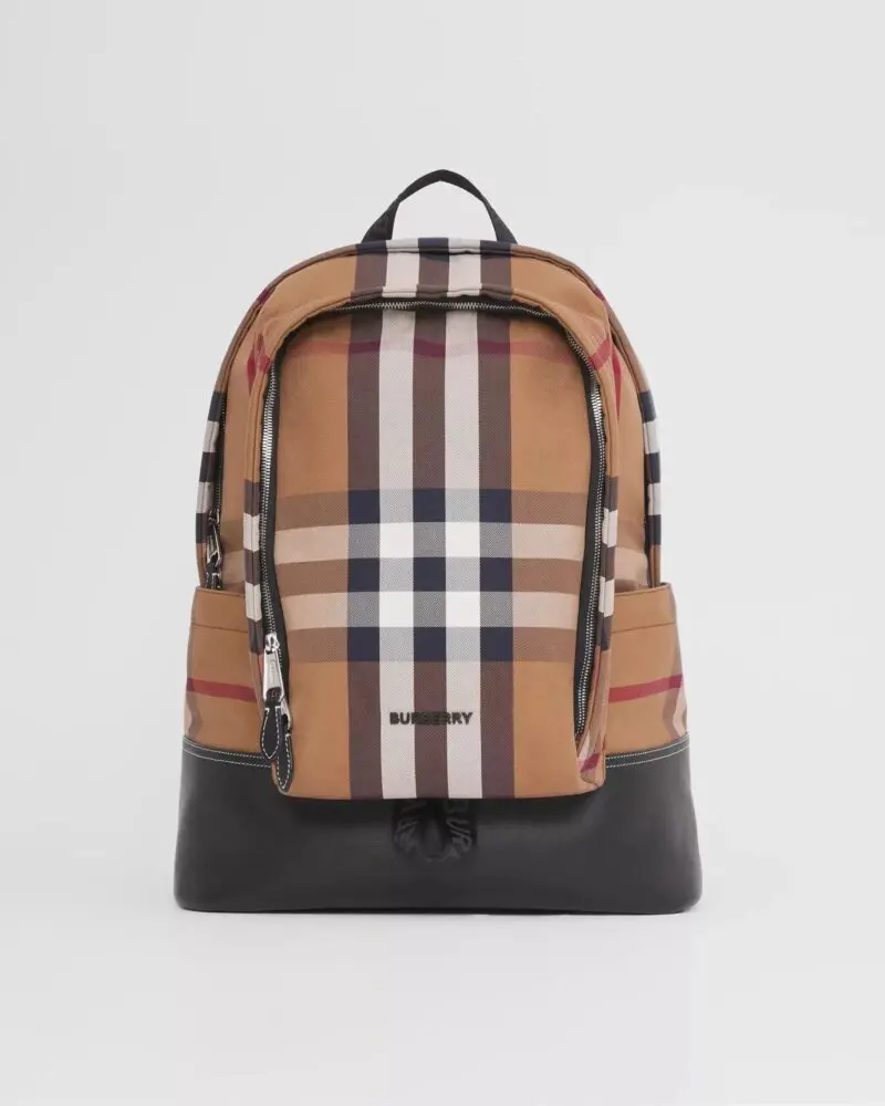 Burberry Large Check Cotton Canvas and Leather Backpack-20241423