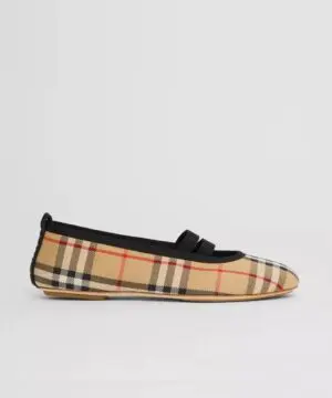 Burberry Logo Detail Vintage Check Cotton Ballerinas-20242084