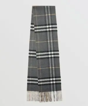 Burberry Long Reversible Check Double-Faced Cashmere Scarf-20225636