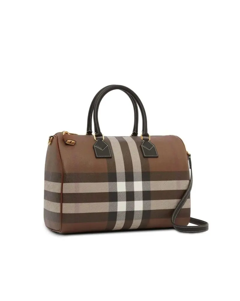 Burberry Medium Check E-Canvas Bowling Top-Handle Bag - Image 3