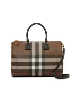 Burberry Medium Check E-Canvas Bowling Top-Handle Bag-20242048