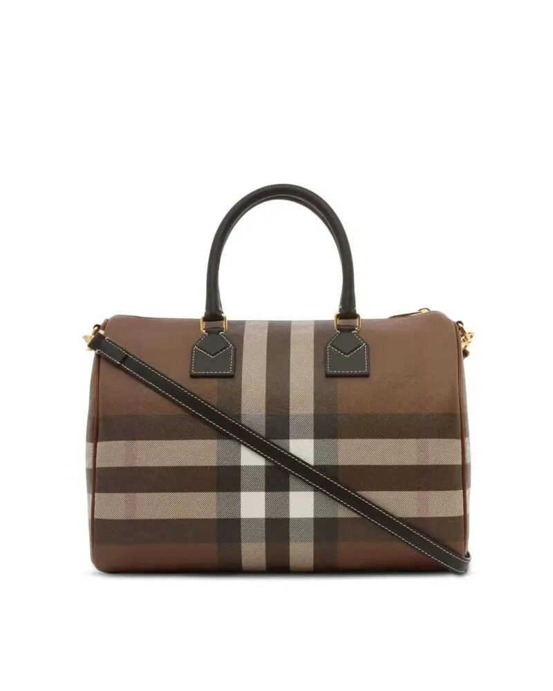 Burberry Medium Check E-Canvas Bowling Top-Handle Bag - Image 5