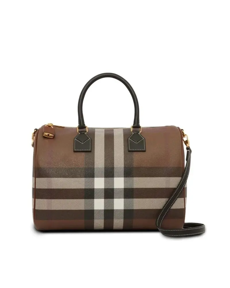 Burberry Medium Check E-Canvas Bowling Top-Handle Bag-20242048