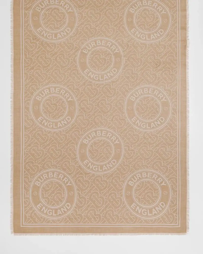 Burberry Men's Lightweight Logo Graphic Cashmere Jacquard Scarf - Image 4