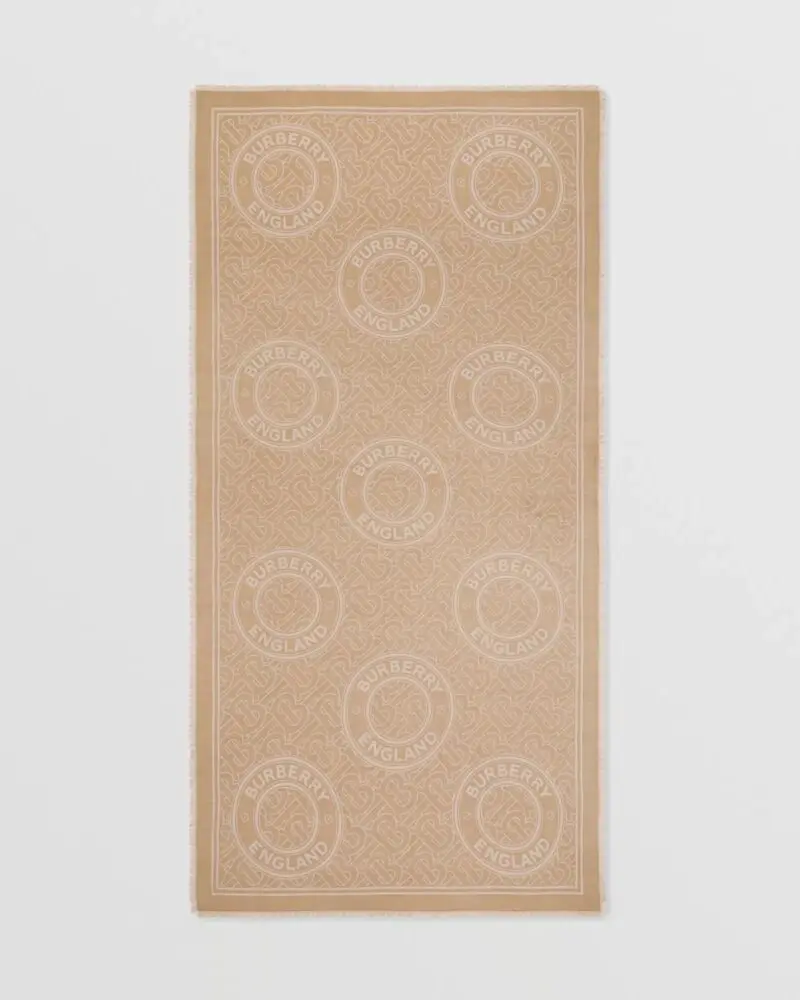 Burberry Men's Lightweight Logo Graphic Cashmere Jacquard Scarf - Image 5