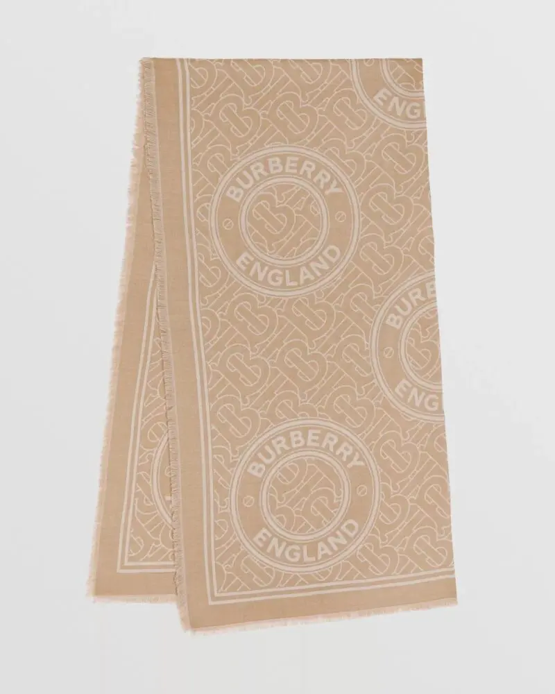 Burberry Men's Lightweight Logo Graphic Cashmere Jacquard Scarf-20237130