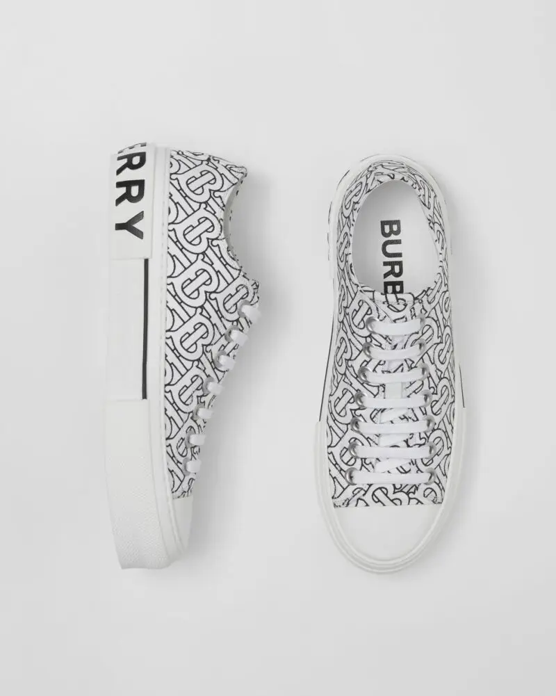 Burberry Men's Monogram Print Cotton Sneakers - Image 4