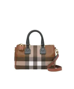 Burberry Mini Check E-Canvas Bowling Top-Handle Bag-20242041