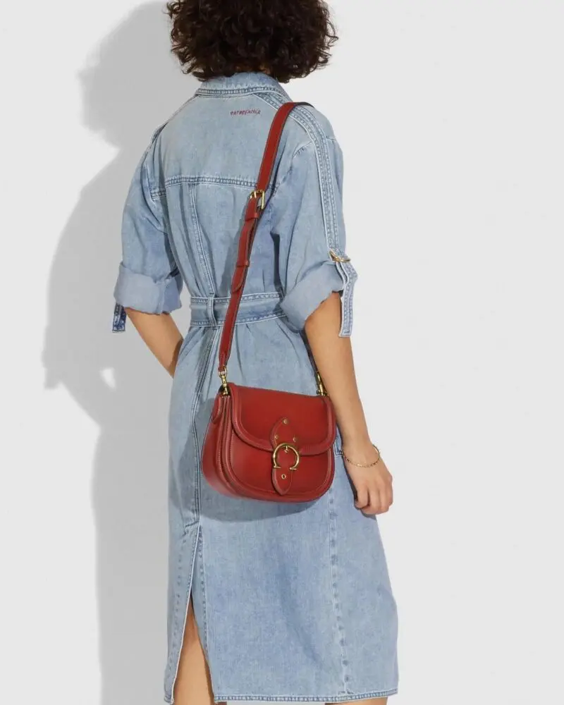 Coach Beat Saddle Bag, Red Sand - Image 5