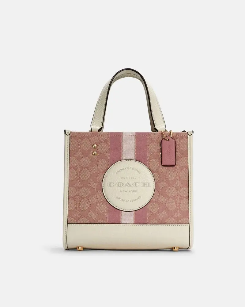 Coach Dempsey Tote 22 In Signature Jacquard With Coach Patch And Heart Charm-20243297