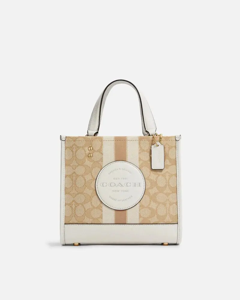 Coach Dempsey Tote 22 In Signature Jacquard With Coach Patch And Heart Charm-20243300