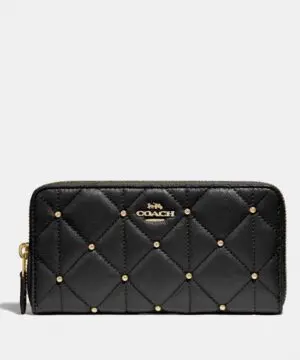 Coach F15763 Accordion Zip Wallet With Quilted Calf Leather Black-20223808