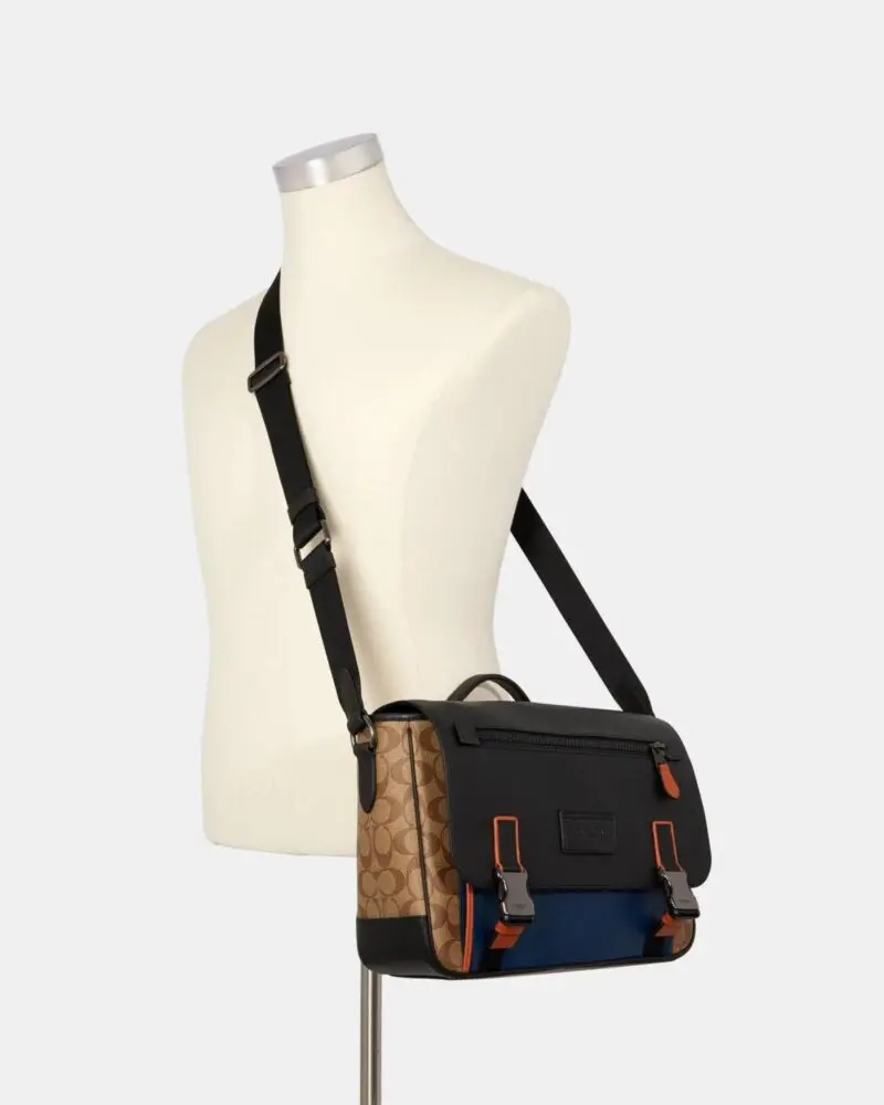 Coach Track Messenger In Colorblock Signature Canvas - Image 4