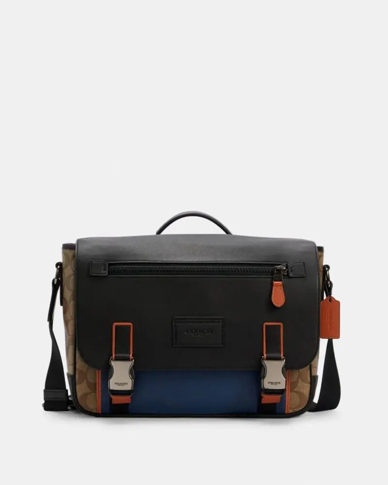 Coach Track Messenger In Colorblock Signature Canvas-20250927
