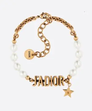 Dior J'Adior Bracelet In Antique Gold Metal And Pearls-20257719