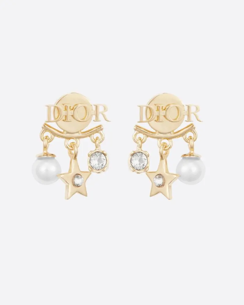 Dior Pearl Crystal Dio(r)evolution Earrings Aged Gold - Image 6