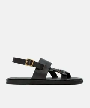 Ermenegildo Zegna Men's Black Calfskin Sandals-20254451