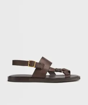 Ermenegildo Zegna Men's Brown Calfskin Sandals-20254461