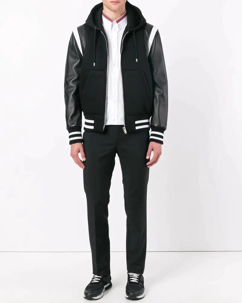 Givenchy Men's Black Hooded Varsity Jacket - Image 2