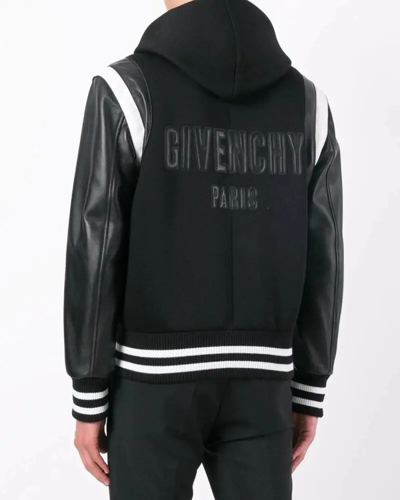 Givenchy Men's Black Hooded Varsity Jacket - Image 3