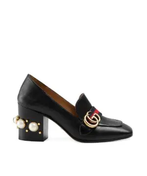 Gucci 80mm Pearl Heel Leather Pumps-20256165