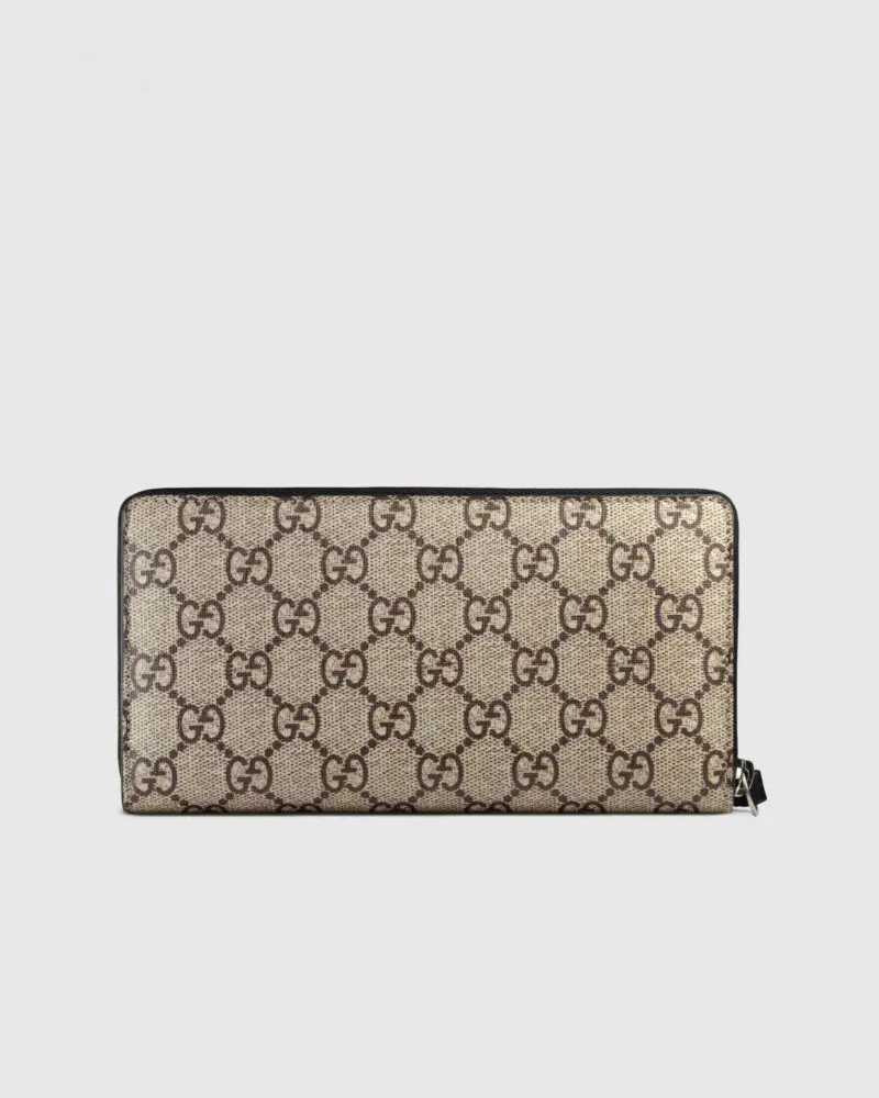 Gucci Bee Print GG Supreme Zip Around Wallet - Image 3