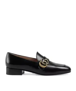 Gucci Black Leather Loafers with Double G-20248851