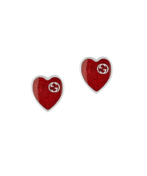 Gucci Earrings with Interlocking G enamel Heart-20253048