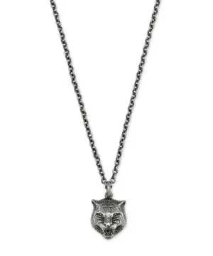 Gucci Feline Head Sterling Silver Necklace-20257357